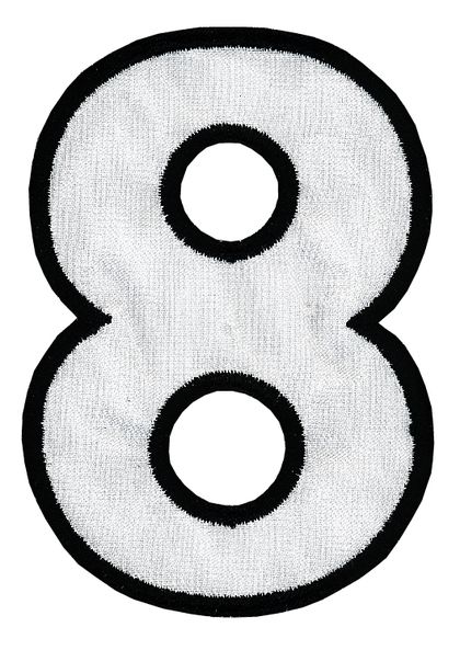 Nažehľovacie vyšívané čísla - osmička biela výška 8 cm